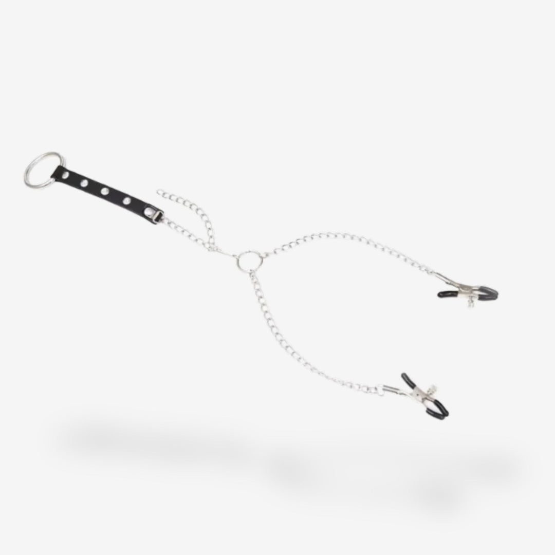 Pince téton chaîne <br> Pression ajustable | Stimulation dominée