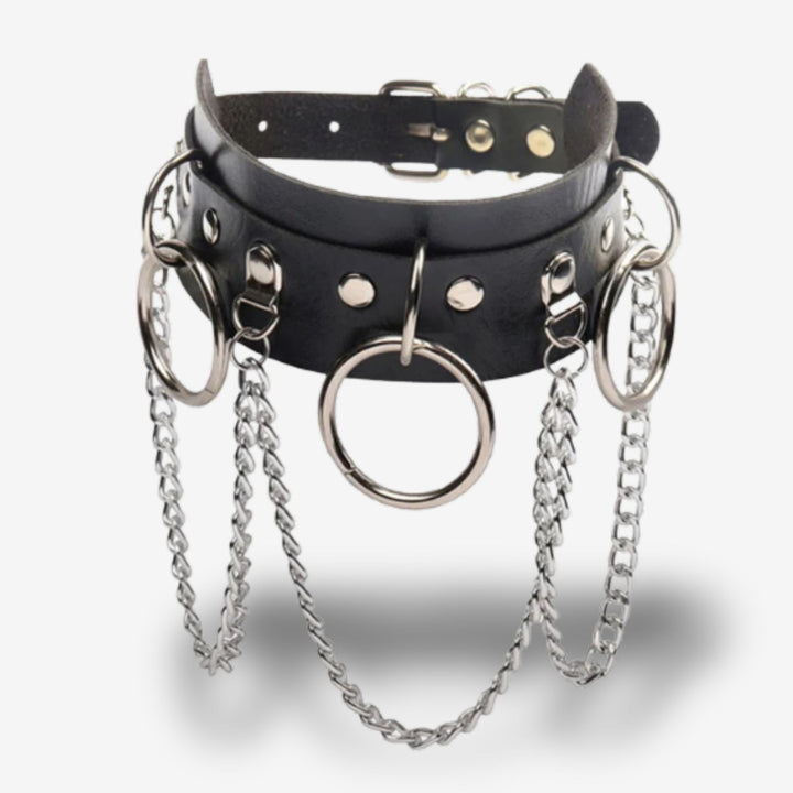 Collier BDSM <br> Chaînes & O-Rings | Impact visuel fort